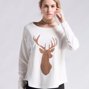 ❗️LAST ONE❗️NWT Deer Patch Pullover Shirt